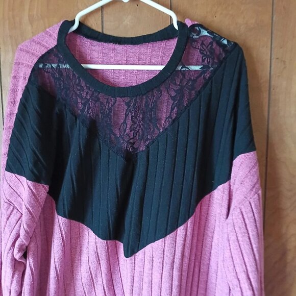 plus size womens pink and black long sleeve pullover sweater size 5X - Picture 3 of 4